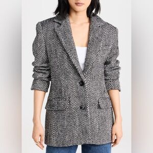 Endless Rose Wool Blend Herringbone Tweed Blazer Jacket Coat Preppy Academia EUC